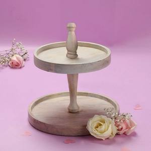 Support à Gâteau Double Déchirure en Bois de Style Vintage Présentoir à Piédestal de Luxe Outil de Service de Cuisine Polyvalent pour Dessert Restaurant Utilisé - Product Image 4