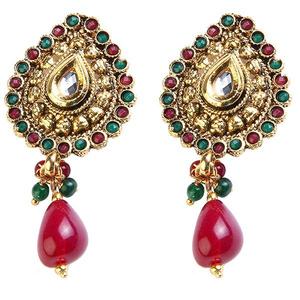 Tip Top Fashions 1301907 Boucles d'oreilles pendantes en pierre marron et verte Accessoire de mode - Product Image 1