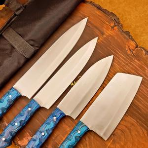 Meilleure vente Ensemble de couteaux de cuisine en acier inoxydable de quatre pièces robustes Couteau de chef multifonctionnel de haute qualité en cuir fait à la main - Product Image 6