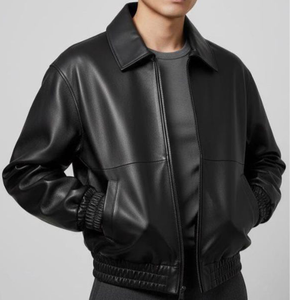 Veste en cuir pour homme de haute qualité, personnalisable, col montant, longue, imperméable, logo frontal, chauffante, respirante, séchage rapide - Product Image 3