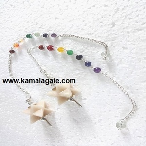 Vente en gros de pierres précieuses naturelles Lapiz Lazuli Merkaba monté pendule cristal Reiki Chakra chaîne perlée pour la guérison - Product Image 6