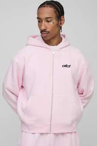 Sudadera con capucha de alta calidad de color rosa personalizado para hombre 100% algodón peso pesado hombro caído doble cremallera bolsillos - Product Image 2