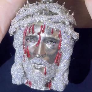 Pendentif personnalisé en diamant plaqué or 14 carats Hip Hop glacé pendentif Jésus VVS1 pendentifs fins en diamant de laboratoire et breloques - Product Image 4