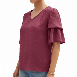 Blusa de Verano con Estampado Personalizado, Cuello en V, Manga Corta, Holgada, para Mujer, Estilo Hawaiano, Playero, para Resort - Product Image 6