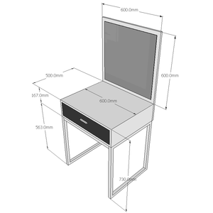 Mini White Dressing <b>Table</b> with <b>Mirror</b> Minimalist Design Style Panel Wood-SFBTD005 - Product Image 4