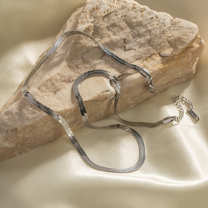 Collar de Cadena Plana y de Espiga Chapado en Plata de Ley 925 al por Mayor, Estilo Hip Hop con Detalles de Diamantes para Unisex - Product Image 3