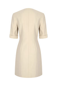 เดรสฤดูร้อนสวยหรูแบบขายส่ง กระดุมด้านหน้า แขนสั้นทรงเอไลน์ ความยาวปานกลาง สวมใส่สบายๆ สำหรับทำงานหรือใส่ลำลอง มีกระเป๋า - Product Image 2