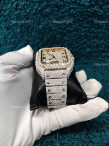Customizable Men's Handmade <b>Wrist</b> Watch Fully Moissanite Diamond Iced Out Hip Hop Style Unique Design with Stainless Steel <b>Band</b> - Product Image 3