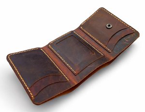 Bolso de mano con diseño de palma para mujer, tarjetero corto de cuero genuino, estilo Vintage, a la moda, para mujer - Product Image 4