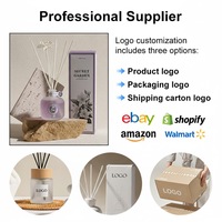Diffuseur de roseau de bouteille en verre dépoli mignon de 100ml en gros au détail avec fleur en bois Sola et emballage de boîte colorée