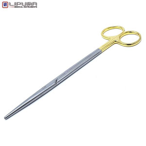Tijeras de disección LIPUMA Metzenbaum de alta calidad, acero inoxidable, mango dorado, fabricadas con precisión, quirúrgicas, rectas y manuales - Product Image 1