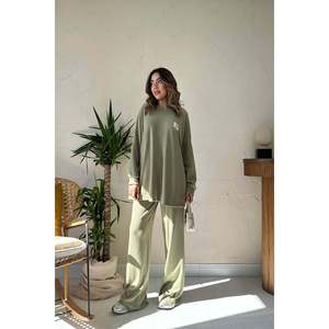 Conjunto de Suéter y Pantalones Acanalados Clásicos Color Menta - Menta - Product Image 1
