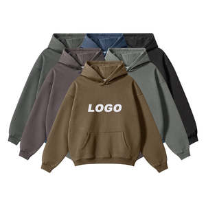 OEM Custom High Quality 220g <b>Woolen</b> Cotton No Strings Hoodie Embroidered Logo Knitted Lined Anti-Pilling Oversized Crop <b>Top</b> for - Product Image 6