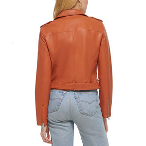 Customized Cropped Women's Sheep Skin Leather Jacket Eco-Friendly Breathable Waterproof Casual Streetwear Cotton OEM Accepted - Product Image 6