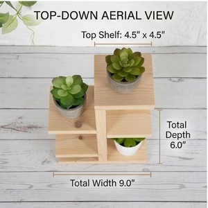 Support à plantes en bois à 3 niveaux, moderne, minimaliste, écologique, pour plantes d'intérieur et de jardin, avec base de 6,0 pouces de largeur - Product Image 2