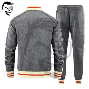 Ensembles de survêtements sportifs d'hiver pour hommes en polyester/coton polaire 300g, manches longues, fermeture éclair intégrale, taille élastique, séchage rapide, respirant - Product Image 4