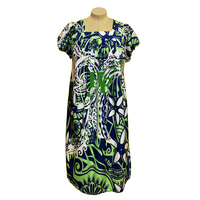 Fleur Imprimer Polynésien Micronésie Mumu Personnalisé Mumus Robe Micronésienne À Manches Courtes Maxi Hawaii Robe Élégante