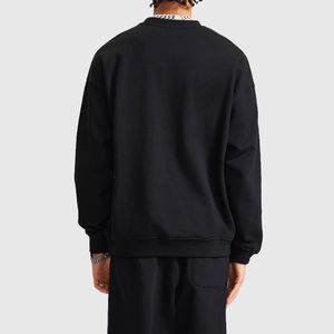 Sudadera de chenilla de algodón 100% para hombre de etiqueta privada para Otoño e Invierno patrón sólido con parche de alfabeto teñido liso - Product Image 2