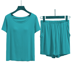 Ensemble de pyjama court en coton de bambou biologique imprimé sur mesure pour femmes vêtements de nuit respirants pour femmes avec fermeture à cordon. - Product Image 1