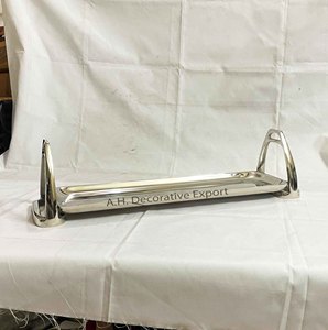 Bandeja de café de metal con asas de pedal de caballo, vajilla niquelada de aluminio, bandeja para servir comida y aperitivos, platos y platos de comida - Product Image 2