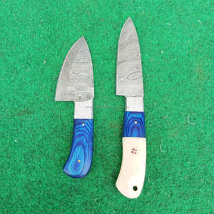 Cuchillo de chef de Damasco hecho a mano, mango de madera Pakka, cuchillo de cocina pequeño de acero de Damasco para deshuesar, cuchillo de cocina con cubierta de cuero - Product Image 5