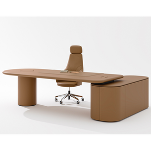 Escritorio Ejecutivo en Forma <span class=keywords><strong>de</strong></span> L <span class=keywords><strong>de</strong></span> Madera Maciza y Superficie <span class=keywords><strong>de</strong></span> Cuero <span class=keywords><strong>de</strong></span> Lujo con Cajón para Archivos - Product Image 1