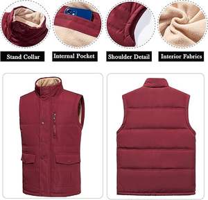 Gilet d'extérieur d'hiver décontracté pour hommes 2025 avec doublure en polaire matelassée en coton fermeture à glissière coupe-vent sans manches - Product Image 1