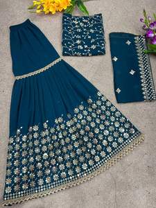 Ropa étnica india Nuevo diseñador Ropa de fiesta Look Bordado pesado Sharara Salwar Suit/ Palazzo Suit Collection - Product Image 6