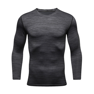 Ropa de gimnasio de secado rápido para hombres, protector de fiebre de manga larga, cuello redondo, compresión personalizada, protectores deportivos para sarpullidos, ropa de gimnasio de secado rápido - Product Image 3