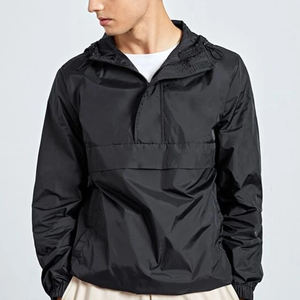 Pull-over en nylon hydrofuge coupe-vent Streetwear veste Anorak à capuche demi-fermeture éclair vierge pour hommes - Product Image 5