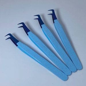 Pince à cils avec logo personnalisé en gros avec pointe en fibre d'acier inoxydable pince à épiler d'extension de marque privée - Product Image 1