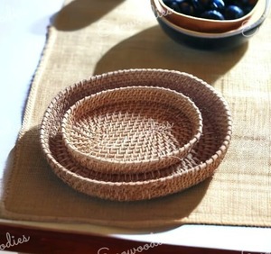 Plateau de service en rotin de bambou fabriqué à la main classique ensemble 2 paniers de Fruits tissés organisateur de cuisine rustique pour la décoration intérieure utilisation au Restaurant - Product Image 3