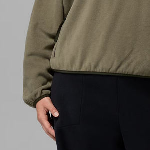 <b>Women</b> Sweatshirt Fleece Fabric <b>Quarter</b> <b>Zip</b> Collar Cheap Rate Full Sleeves Design With Custom Logo Printing For Bulk Order Casual - Product Image 3