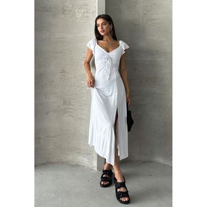 Robe en viscose blanche unie Topshow - BLANCHE - Product Image 1