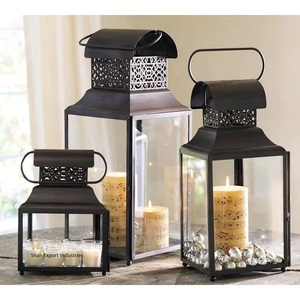 Linterna de vela de Metal/vidrio de excelente diseño, acabado negro para decoración de iluminación Eid de Ramadán, linternas colgantes - Product Image 3