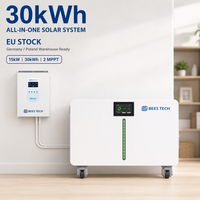 Baterai Power Wall LiFePO4 30kWh 51.2V 600Ah dengan Indikator Bercahaya dan Inverter Hybrid 15kW untuk Cadangan Darurat Rumah, Stok EU