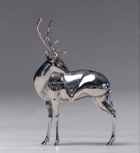 Figurine d'ailes géométriques modernes, sculpture en métal aluminium, finition argentée, décoration d'intérieur luxueuse, décoration de table, décoration de bureau - Product Image 4