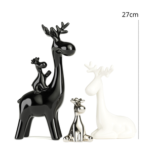 Décoration de Noël moderne en céramique, renne, 27 cm, noir et blanc - Product Image 4