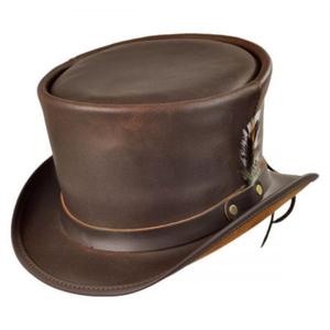 Disponible à bas prix en cuir véritable chapeau Cowboy casquette en cuir Style Vintage bon cadeau accessoires pour navire capitaine Pirate chapeaux - Product Image 4