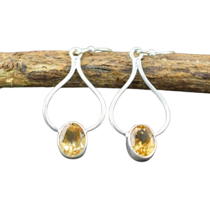 Pendientes de gota de estilo bohemio de Plata de Ley 925 para mujer, joyería hecha a mano con piedras preciosas de citrino clásicas a la moda para regalo de fiesta de amor - Product Image 1