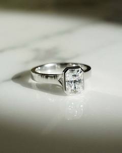 Bezel Set Engagement Ring IGI Certified Lab Grown Diamond Ring 2.0 Ct Radiant Lab Diamond Bridle Solitaire CVD Diamond Ring VS1 - Product Image 3