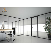 Modern Soundproof Office Used Aluminum Partitions Dividers with Glass Partition Sliding/Casement Doors for Home Office Workshop