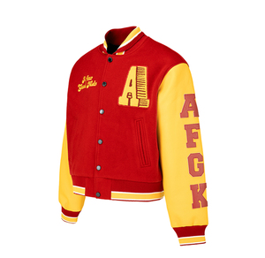 Chaqueta Bomber Varsity de Alta Calidad para Hombre, Personalizada, Estilo Urbano, Cuero Genuino, Parche Bordado, Resistente al Viento, Cuello Acanalado Ecológico - Product Image 2