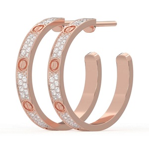 Nueva colección de pendientes de diamantes de oro rosa para mujer, fiesta de boda y ocasión de Festival, joyería fina, pendientes de diamantes - Product Image 3