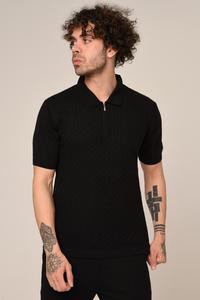 Alta calidad 100% algodón hombres verano Casual manga corta para Polo camisa en relieve acanalado punto superior solapa sólido amarillo suéteres - Product Image 5