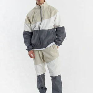 Conjunto cortavientos hecho en fábrica de alta calidad para hombre, ropa de calle de invierno con patrón sólido de talla grande - Product Image 4