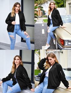 Chaqueta Bomber de satén a rayas informal para mujer, cortavientos de invierno con cremallera ligera con bolsillos, talla XL para hombre - Product Image 5