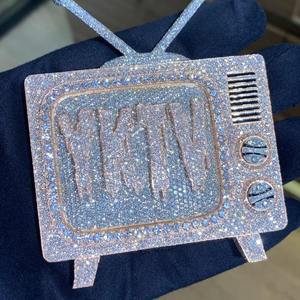 RB Gems Hip Hop Jewelry Pendentif personnalisé glacé Bijoux de rappeur Pendentif en argent sterling 925 VVS Moissanite Diamant Logo - Product Image 3