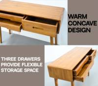 Table de toilette contemporaine en teck massif pour chambre à coucher, 3 tiroirs | Teck massif, fabrication OEM/ODM, fourniture directe d'usine