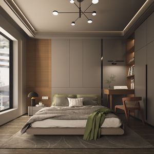 Ensemble de mobilier de chambre d'hôtel de montagne en placage de chêne, design bois chaleureux pour stations de ski et chalets - Product Image 1